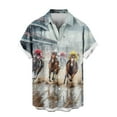 thumbnail image 5 of Cllios Mens Hawaiian Shirts Funny Horse Print Holiday Tops Vacation Lapel Collared Short Sleeve T-shirts Casual Button Down Bowling Shirts S-5XL, 5 of 6