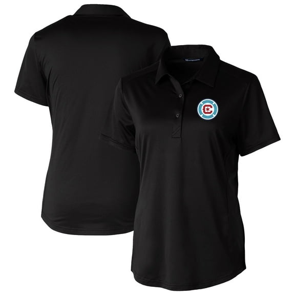 Women's-Cutter & Buck  Black Chicago Fire Prospect Eco Textured Stretch Recycled Polo