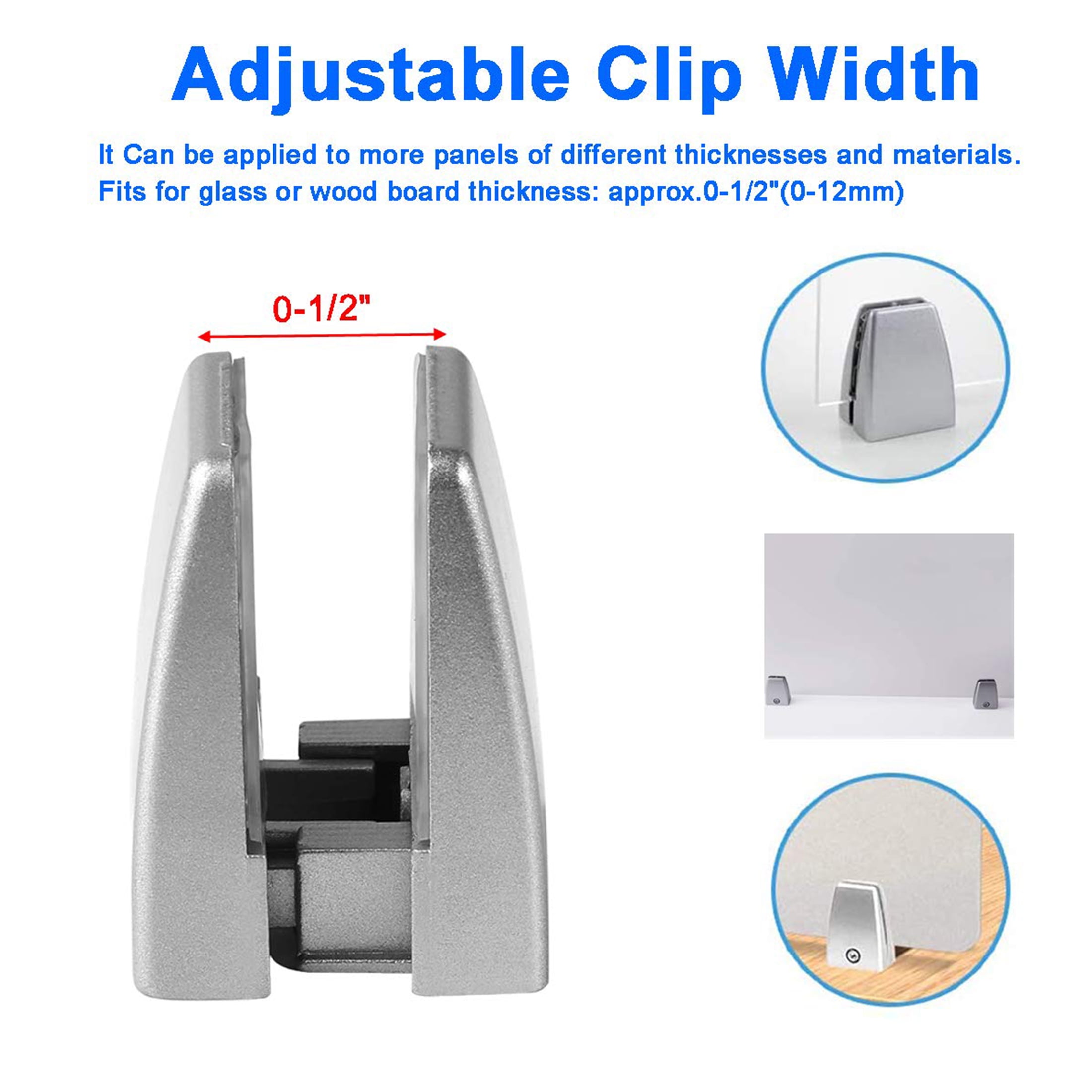 VANROUG 20 PCS Office Desk Partition Support Bracket,Desk Divider Clamp Brackets Shelf Clip Clamp Holder Screen Clip Holders,Desk Privacy Screen Clips Clamps Sneeze Guard Bracket Support 0-1/2" Panel