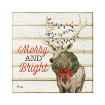 Stupell Industries Merry & Bright Deer Holiday Painting Gallery Wrapped Canvas Print Wall Art, 24 x 24