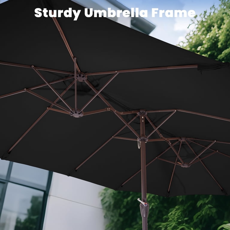 FUNDAZE 15ft Double-Sided Cantilever Patio Umbrella, Black photo 2