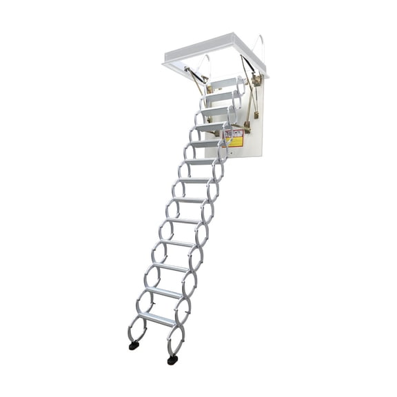 INTSUPERMAI Ceiling Mounted Hidden Telescopic Ladder Stairs White 13 Steps