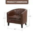 thumbnail image 7 of SESSLIFE Classic Brown Leather Upholstered Accent Arm Chair Soft Barrel Club Chairs for Living Room Comfy Single Sofa Office Guest Chatting Chair with Solid Wood Legs and Nailhead for Bedroom, 7 of 7