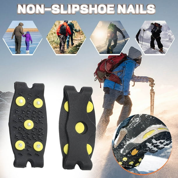 Ganfancp Al Aire Libre de 5 Dientes Crampones Nieve Antideslizante Zapato Cubierta de Hielo y Nieve Resistente Al Desgaste de La Nieve Zapato Spikes Ofertas de La Semana Par de Raquetas de Nieve