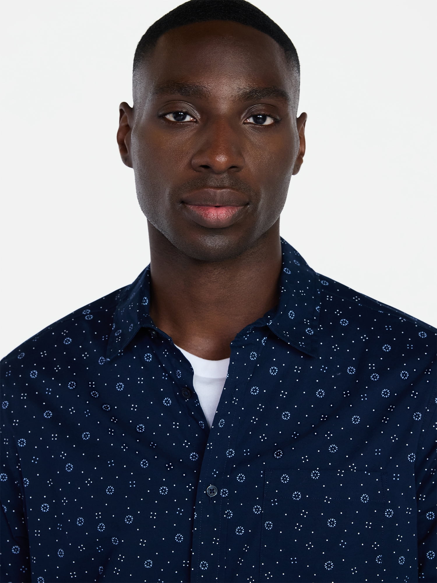 George Men's & Big Men's Modern Fit Poplin Button Up Shirt with Short Sleeves, Sizes XS-5XL