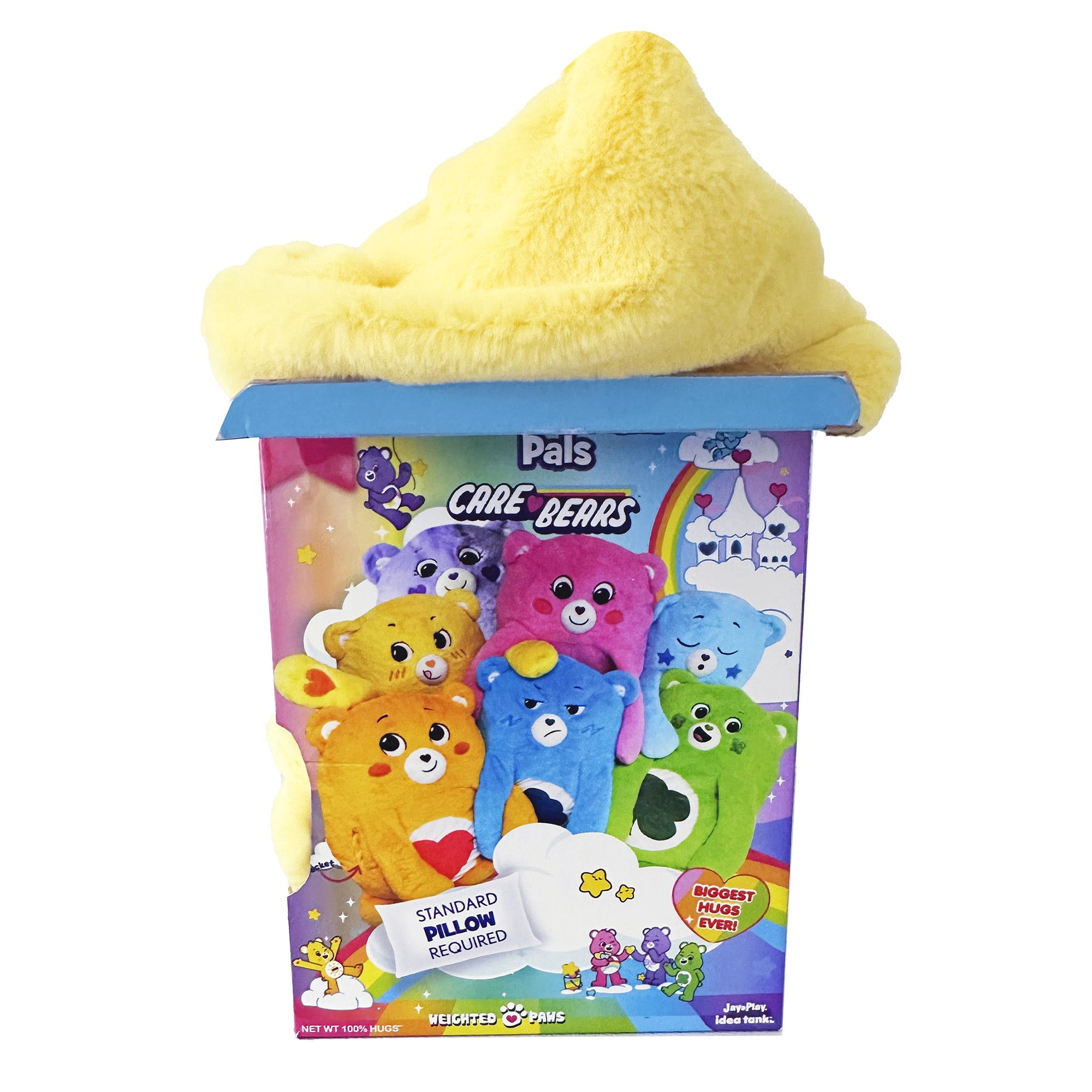 Happy Nappers: Care Bears Pillow Pocket Pal - Funshine Bear - Plush Character Pillow Case, Animal Cover w/ Weighted Paws, Kids Soft Huggable Companion
