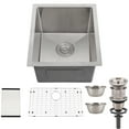 thumbnail image 1 of Aoile 15" Undermount Kitchen Sink, Stainless Steel Single Bowl Sink with Basket Strainer, Dish Drying Rack, Drain Basin Bowl, Silver, 1 of 8