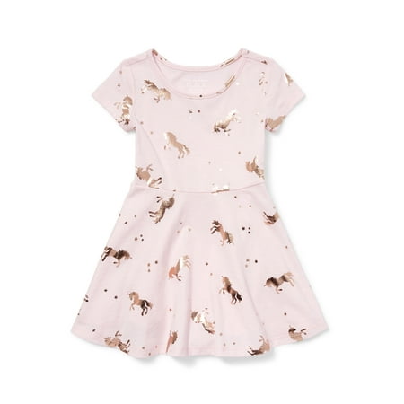 The Children's Place Short Sleeve All Around Unicorn Foil Print Knit Dress (Baby Girls & Toddler (Best Places To Find Dresses)