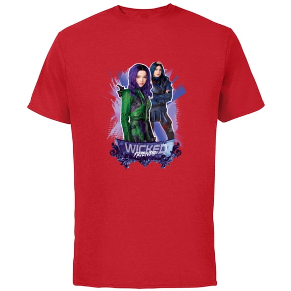 Disney Descendants 3 Mal and Evie Wicked Friends - Short Sleeve Cotton T-Shirt for Adults -Customized-Red