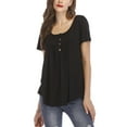 thumbnail image 3 of Womens V Neck Casual Blouse Button Down T Shirts Flare and Flowy Tops, 3 of 6