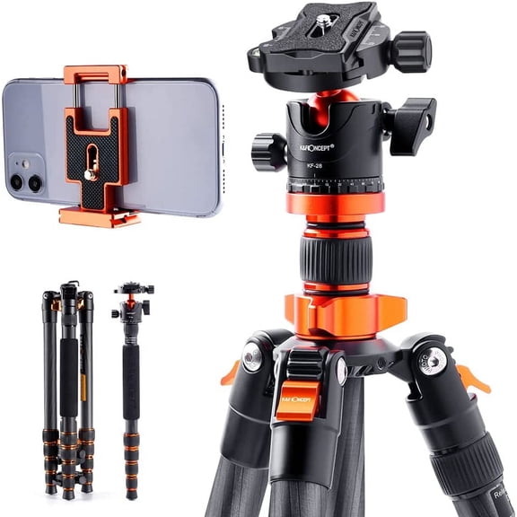 K&F CONCEPT 68" Carbon Fiber Camera Tripod,Compact Tripods with Metal Ball Head,Quick Release Plate,Detachable Monopod 10KG Load for DSLR Cellphone Tripods