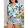 thumbnail image 4 of Mengpipi Womens Plus Size Tops Double Ruffle Short Sleeve V-Neck Casual Loose Shirts 1X-5X, 4 of 7