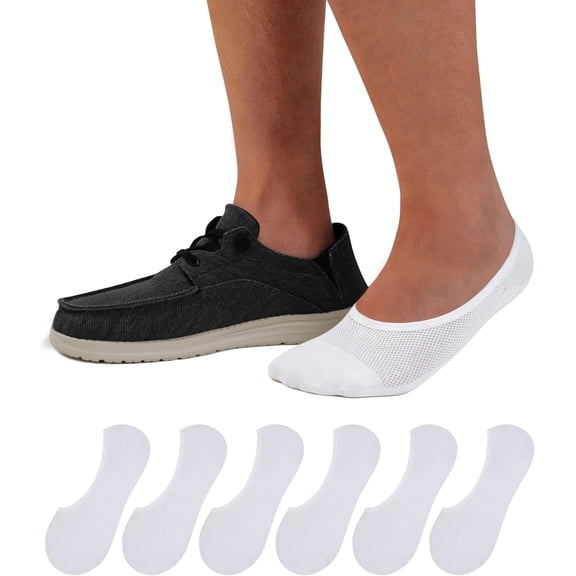Mens No Show Socks 6/8 Pairs Thin Low Cut Non Slip Socks for Loafers Sneakers Boat Shoes Size 5-11/10-13