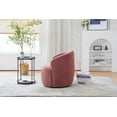 thumbnail image 3 of Swivel Barrel Chair, Teddy Fabric Accent Armchair with Stable Metal Base, 360 Degree Swivel Round Club Chair, Single Leisure Chair for Living Room Bedroom Office, 25.2''L x 25.2''W x 28''H, Red, 3 of 7