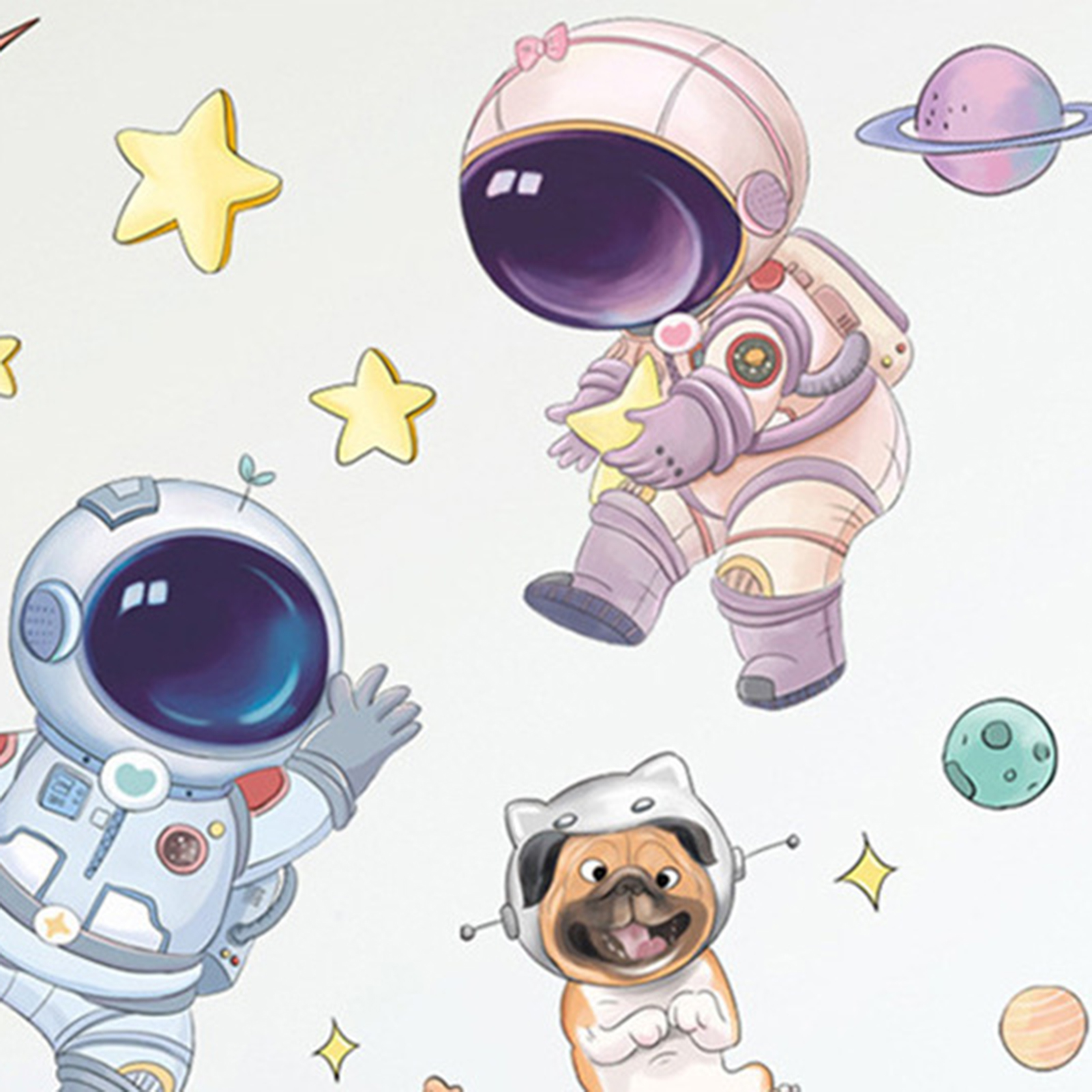 Cartoon Space Astronaut Wall Sticker Removable Waterproof - Temu