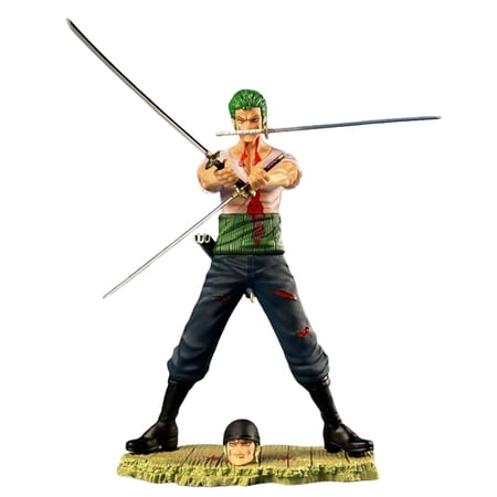 Njube Action Toys Otaku Favorite Static Fight Roronoa Zoro Figure Toys Statue PVC Character Model Gift Ornaments(Double heads can be replaced)