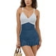 thumbnail image 4 of Traje de baño Tankini de moda para mujer, sin mangas, con pliegues, estampado liso, push-up, acolchado, ropa de playa, traje de baño de dos piezas para mujer, trajes de baño tankini para mujer, traje, 4 of 7