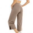 thumbnail image 4 of Posijego Womens Capri Yoga Pants Side Slit High Waisted Wide Leg Athletic Running Pants Work Dress Cropped Pants with Pockets, 4 of 7
