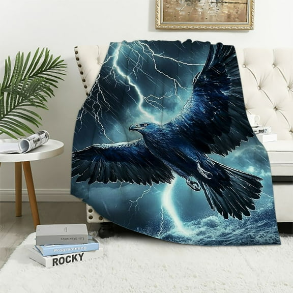 BCIIG Lightning Eagle Flannel Throw Blanket, Soft Cozy Lightweight Animal Blankets Ideal for Couch, Bed, Travel, Outdoor & Home Decor, Warm Fuzzy Blanket for Adults Kids Men Boys  40x50in