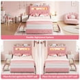 thumbnail image 2 of Hijob Full Size Bed Frame for Girls/Kids with 2-Tier Storage Headboard, Velvet Upholstered Platform Bed with 2 Storage Drawers, Built in Charging Station & LED, Pink, 2 of 13