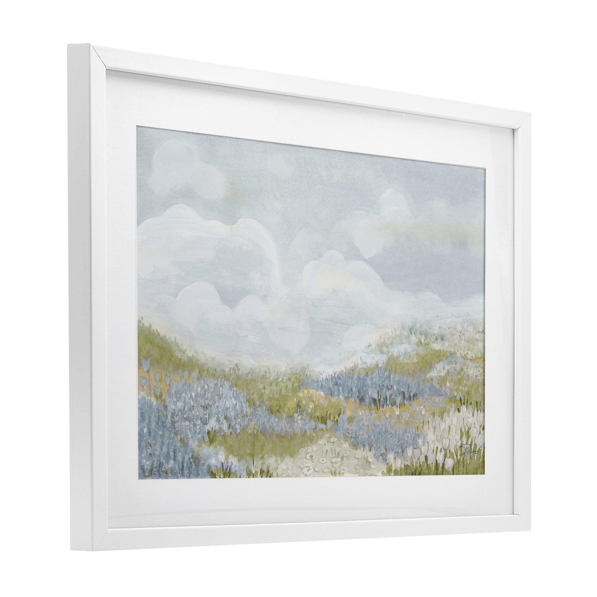 Stupell Industries Blue Floral Meadow White Framed Print Under Glass, design by Patricia Pinto