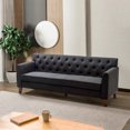 thumbnail image 1 of Upholstered Sofa with Armrest and Center Support Legs, Wood Tufted Couch with Nail Head Design, Leisure Lounge Couch for Living Room, Office, Home, Weight Capacity 600 Pounds, Black, 1 of 9