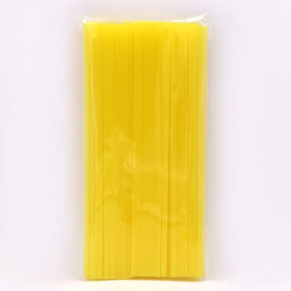 Nvzi 100Pcs 0.23*7inch Disposable Drinking Plastic Straws-Yellow