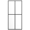 thumbnail image 3 of vidaXL Walk-in Shower Wall with Shelf Black 46.5"x74.8" ESG Glass&Aluminum, 3 of 8