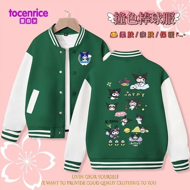 Sanrio Cinnamoroll Jacket Hello Kitty Kuromi Overcoat Woman Jacket Autumn Spring Kids Loose Sports Baseball Uniform Clothes Gift