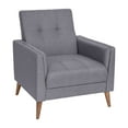thumbnail image 2 of BizChair Mid-Century Modern Commercial Grade Armchair with Tufted Faux Linen Upholstery & Solid Wood Legs in Slate Gray, 2 of 11