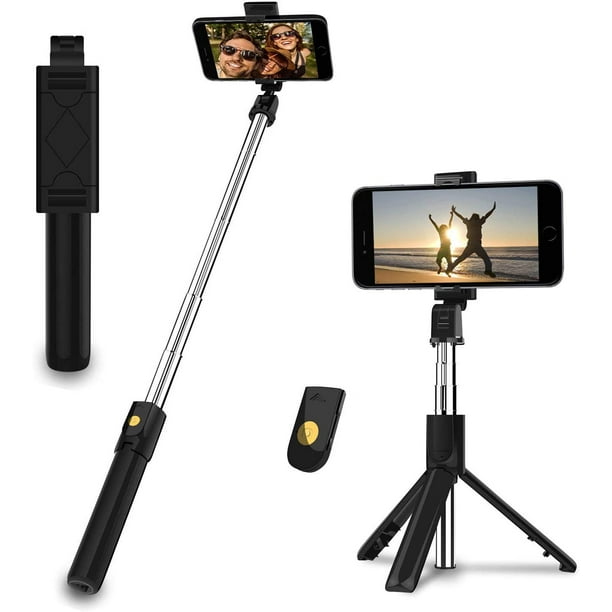 Palo Selfie Bluetooth, Palo Selfie Portátil Extensible Palo de Rotación Telescópico Ajustable con Control Remoto de Trípode, Soporte para Teléfono para Teléfonos Inteligentes