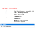 thumbnail image 2 of Rear Shock Absorber - Compatible with 1987 - 1994 Dodge Shadow 1988 1989 1990 1991 1992 1993, 2 of 2