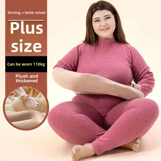 Nuevo traje de cuello redondo cálido y grueso con forro polar para hombre y mujer, conjunto de pantalones y abrigo de lana de talla grande cálido para invierno