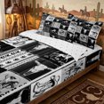 thumbnail image 3 of Erosebridal Western Cowboy Patchwork Zipper Twin Comforter Sets with Fitted Sheet and 2 Pillowcases,Bull Skull Cactus Arrow Accent Zipper Bedding Set,Black White,4-Piece,Reversible, 3 of 6
