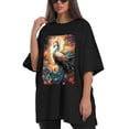 thumbnail image 4 of Plus Size Shirt for Women Oversized Black Tops for Women Short Sleeves Shirt for Women Peacocks T Shirt Crewneck Shirt for Women M, 4 of 5
