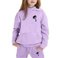 thumbnail image 4 of Tween Outfits for Girls Sets Long Sleeved Letter Print Hooded Top Sweater Pants Fall Girls Clothes Purple Size 12-13T, 4 of 4