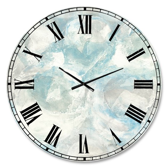 Designart Oversized Blue Analog Round Coastal Wall Clocks, CLM30373-C38
