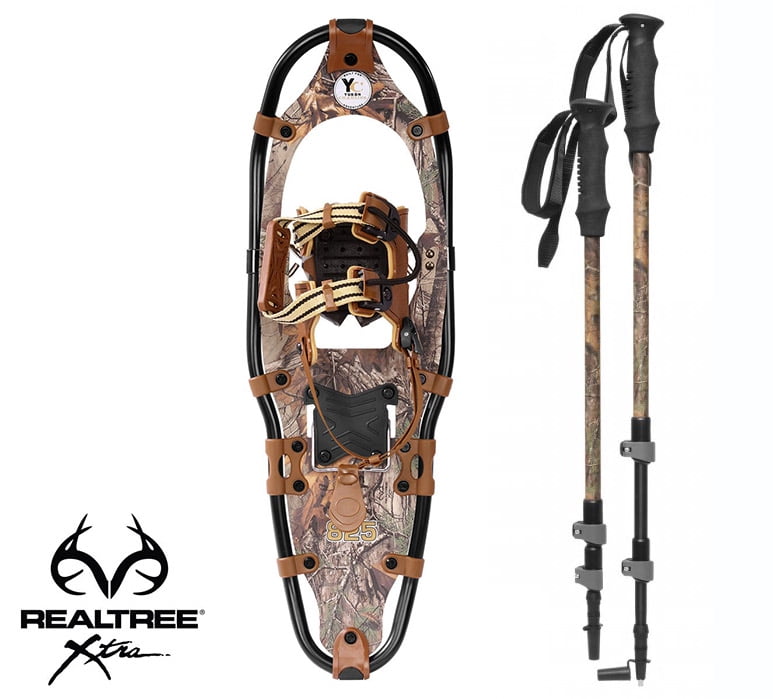 Yukon Charlie's REALTREE Xtra Aluminum Snowshoes(up to 250lbs) Wood Camo w poles by