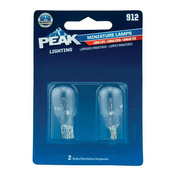 Peak 8020151 Miniature 12.8 V T5 Automotive Bulb - 912 - Pack of 2