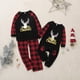 thumbnail image 4 of Conjuntos de pijamas familiares a juego PJ de Navidad con camiseta de manga larga con estampado de letras y pantalones a cuadros rojos Loungewear Adepaton CJWUS-1116, 4 of 5