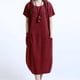 thumbnail image 5 of Vestido suelto ocasional de la vendimia del verano del bolsillo de la manga del cortocircuito d MABOTO Vestido, 5 of 7