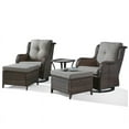 thumbnail image 3 of PARKWELL 5-Piece Outdoor Conversation Sets,Wicker Swivel Gliders with Ottomans,Side Table,Patio Seating Furniture with Gray Cushions,Brown Wicker, 3 of 9