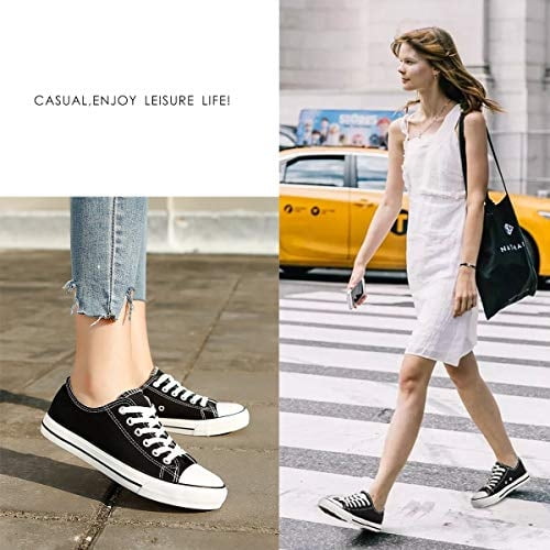 ZGR Womens Canvas Low Top Sneaker Lace-up Classic Casual Shoes (10 B(M) US, Black) ZGR ZGR