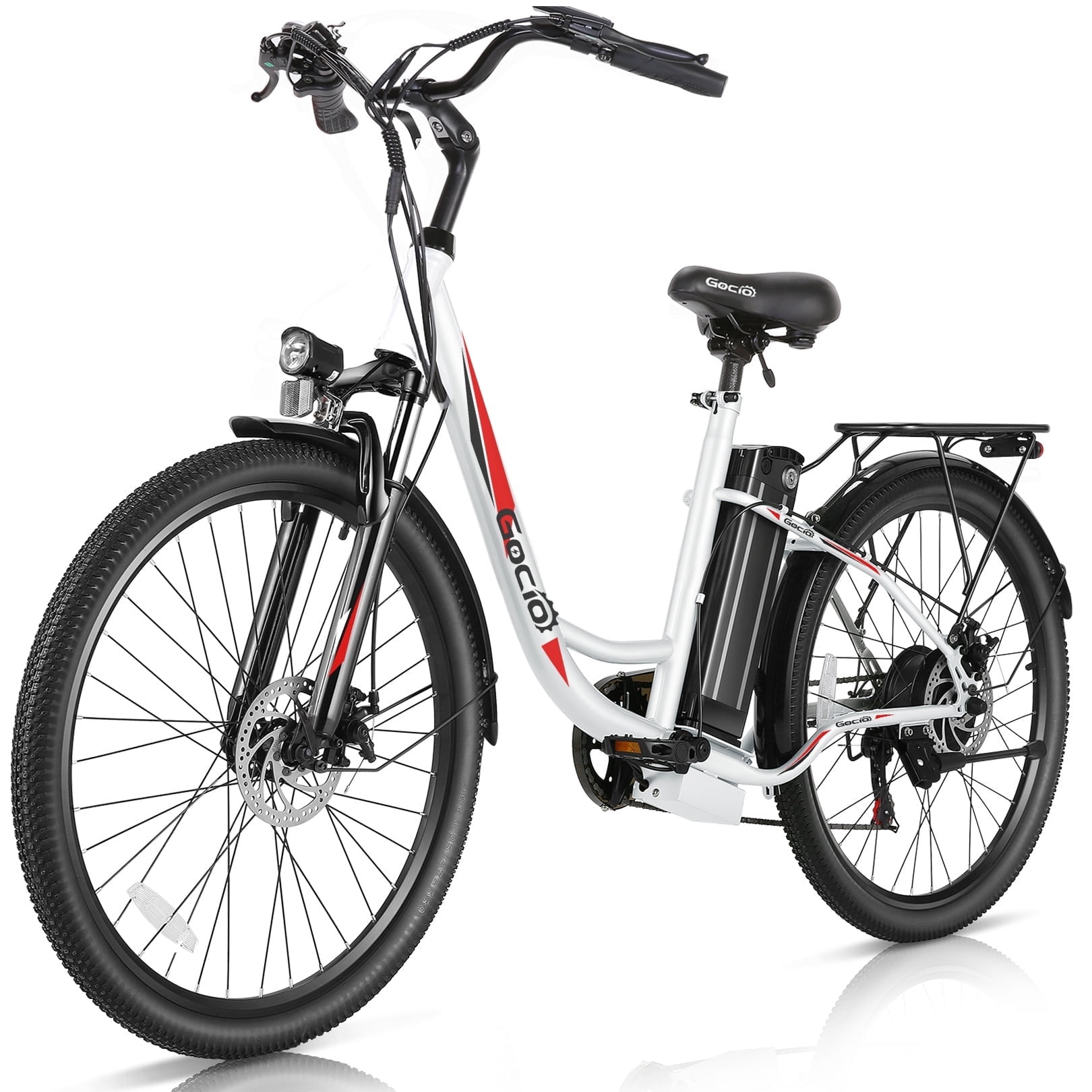 Gocio 26" City Commuter Electric Bike for Adults, 750W Peak Motor Electric Bicycle, 48V 7.8Ah (374Wh) Removable Battery, 19.8 Mph, 7-Speed Gears Ebike, UL2849 Certified