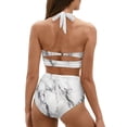 thumbnail image 3 of SEANATIVE Soft Womens Swimsuit Bikini Size L Casual Summer Beach Swimwear Two Pieces Marble Stripes Women Bathing Suits Tummy Control White, 3 of 5