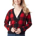 thumbnail image 1 of Jessica Simpson Womens Plaid Cardigan Sweater, Red, X-Large, 1 of 1