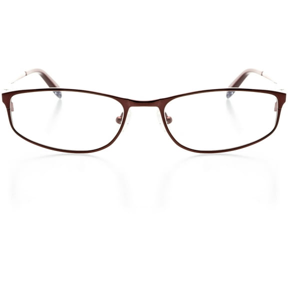 Womens Optical Eyewear - Oval Shape, Metal Full Rim, Burgundy