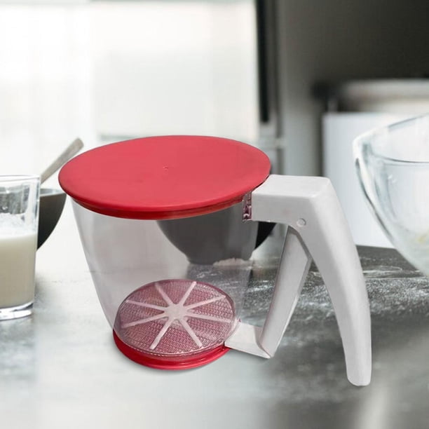 Taza de harina de harina Manual herramienta de cocina con tapa prensa manual de harina fácil de llevar para especias de panadería