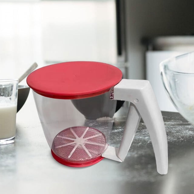 Taza de harina de harina Manual herramienta de cocina con tapa prensa manual de harina fácil de llevar para especias de panadería