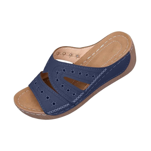 Yyuenw Women Crisscross Cutout Wedge Slide Sandals PU Open Toe Daily Casual Walking Shoes